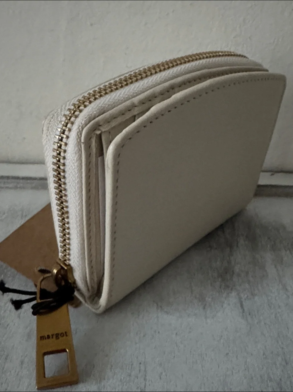 Margot Gina Compact Leather Wallet Off White Cream